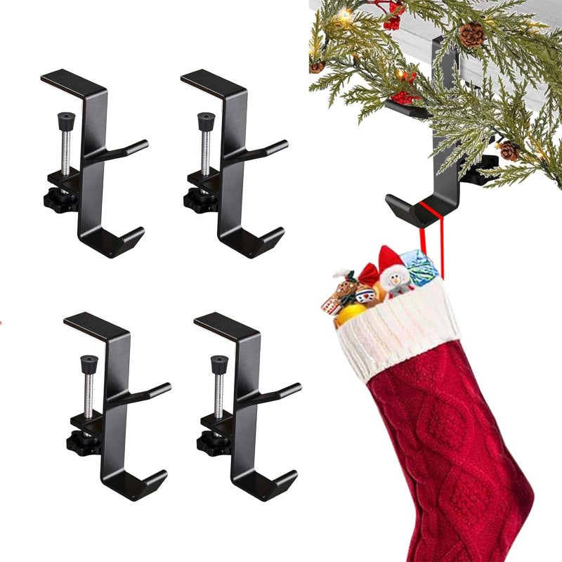 KISOY Fireplace Stocking Holder, Christmas Mantle Garland Hanger, Mantel Hook for Holiday Decorations,Adjustable Fireplace Stocking and Garland Hanger (Branch-Style, 4) - Image 1